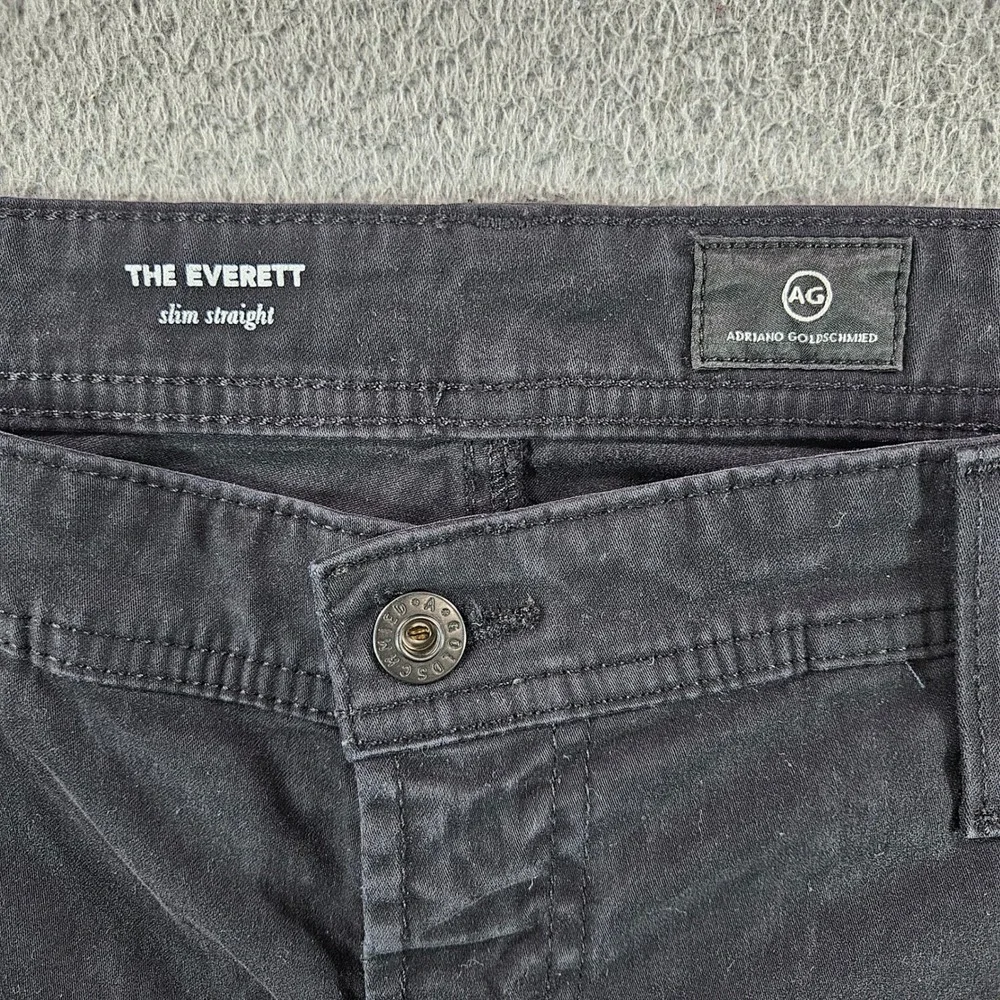 AG Adriano Goldschmied The Everett Slim‎ Straight Black Pants 38x32